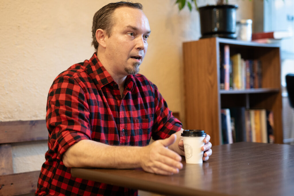 David Talking at a table